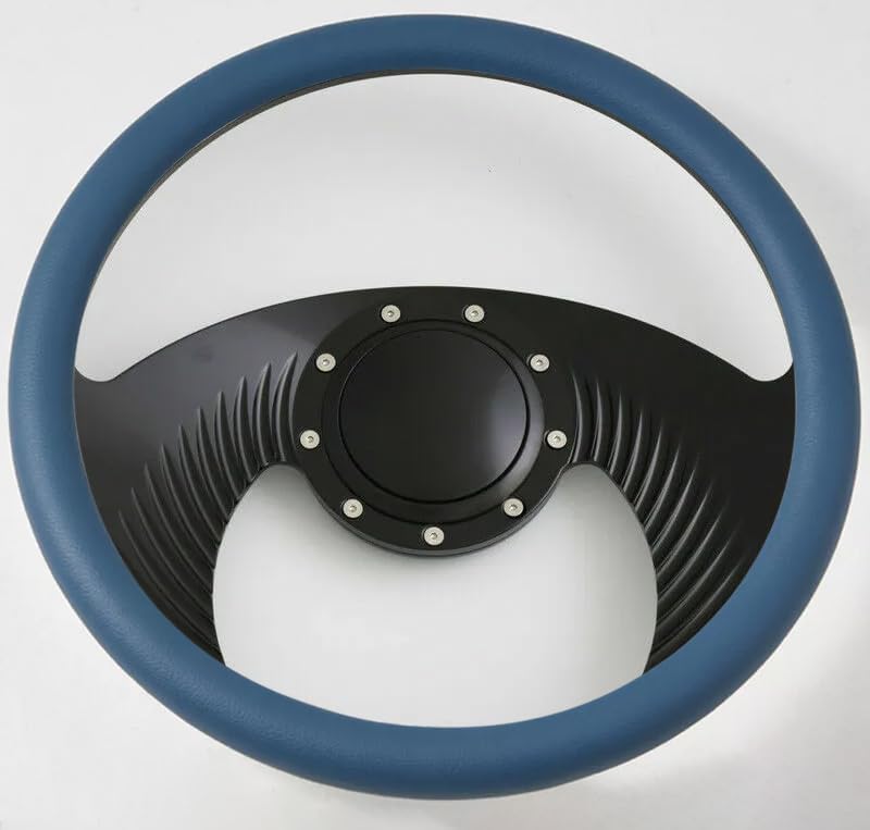 14'' Billet Half Wrap 9 Bolts Steering Wheel with 2'' Dish and Horn Button(Blue)