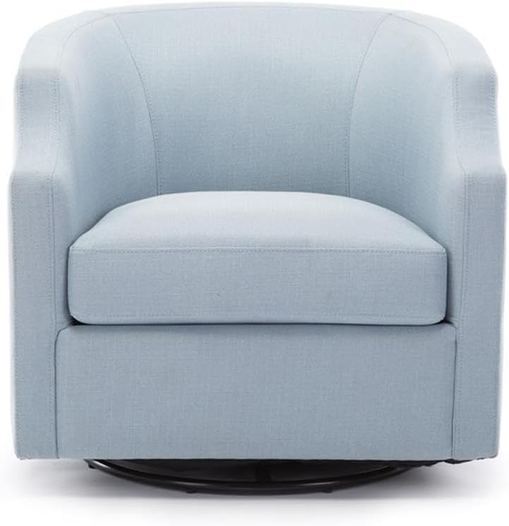 Infinity Polyester Fabric Swivel/Rocker Barrel Accent Chair with Pocket Coil Seat Cushion, 360 Degree Swivel, No Assembly Required, in Sky Blue Finish
