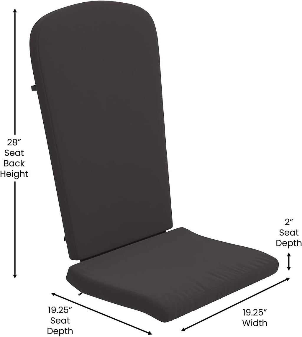 Flash Furniture Set of 2 All-Weather High Back Adirondack Chair Cushions in Gray