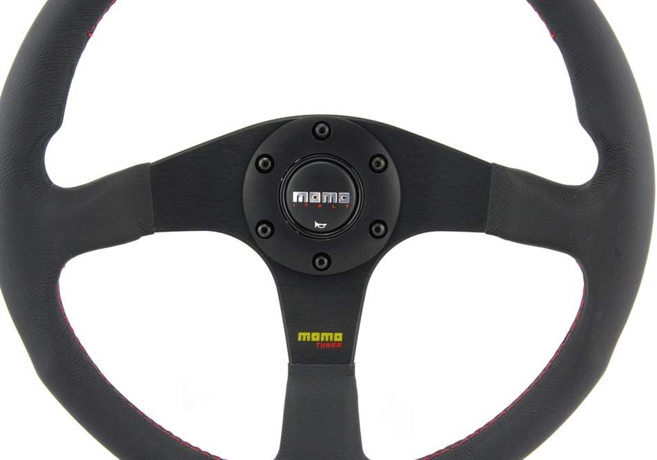 Momo TUN35BK0B Tuner Black 350 mm Leather Steering Wheel | Black Leather