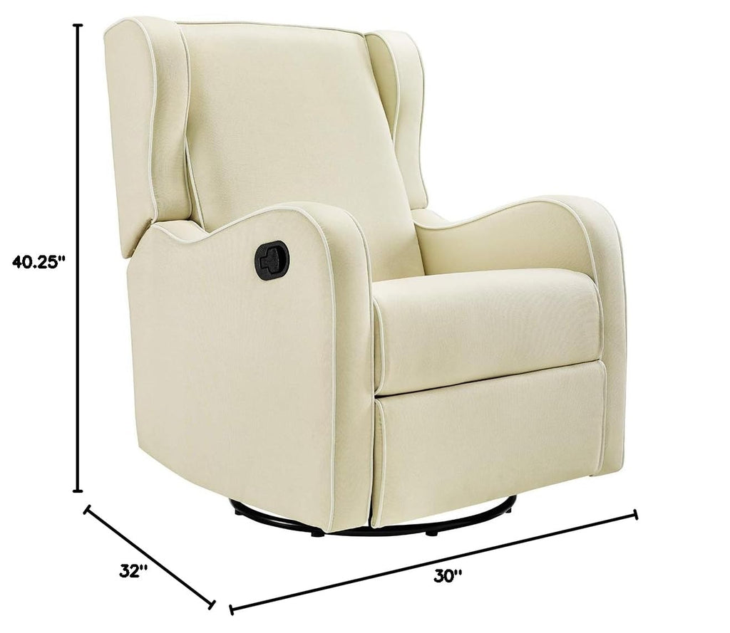 Angel Line Rebecca Upholstered Swivel Gliding Recliner,Metal, Beige/White