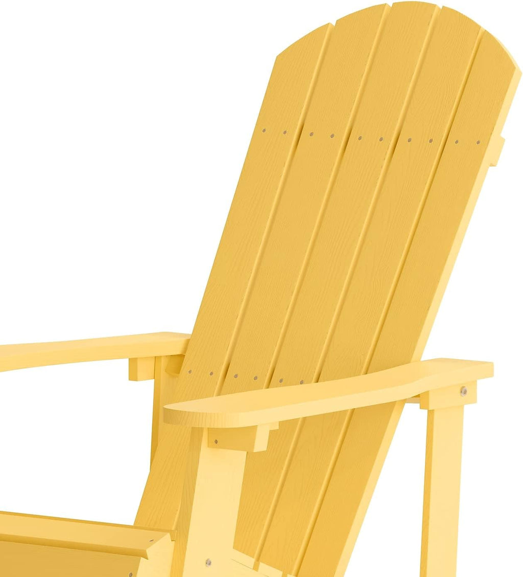 Flash Furniture Savannah Poly Resin Wood Adirondack Rocking Chair - All Weather Yellow Polystyrene - Stainless Steel Hardware - Set of 2