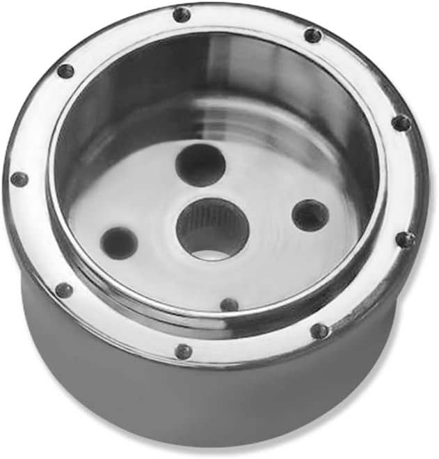Chrome 14' Billet Aluminum 9 Holes Steering Wheel Trinity Style with Black Leather Half Wrap & Smooth Horn Button & Adapter