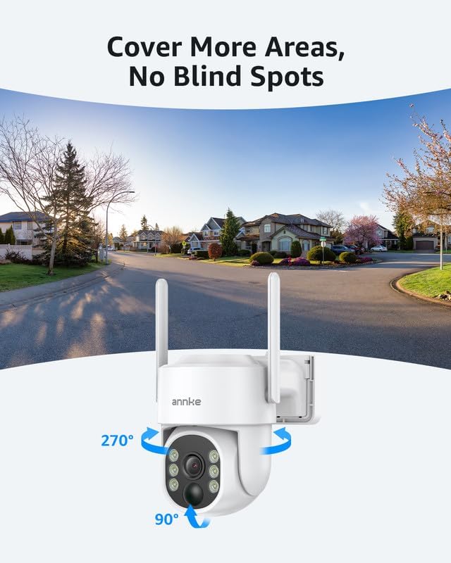 ANNKE 6Pack 4MP Solar Security Cameras Wireless Outdoor, 360° Pan & Tilt WiFi Security Camera with Color Night Vision, Easy to Install, PIR Alarm, 2-Way Audio Up to 256G Storage, Alexa Supported