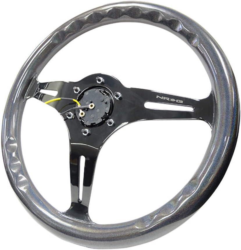 NRG Innovations NRG-ST-015BC-CN Classic Wood Grain Steering Wheel- 350mm 25mm Deep, 3 Black Spokes- Pearlescent Paint Grip