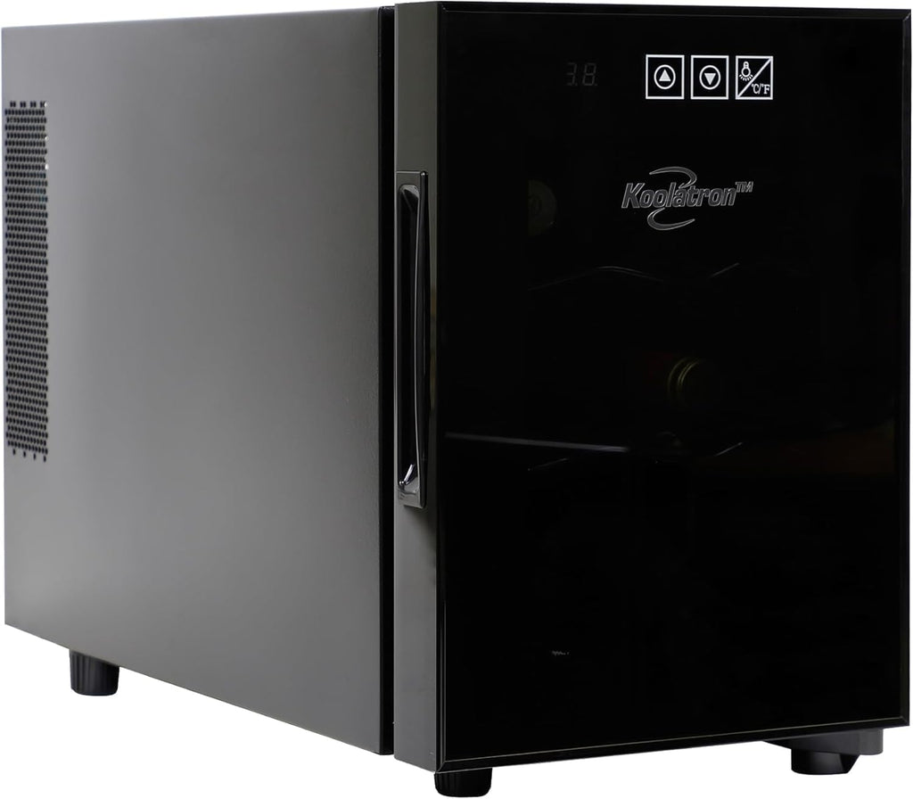 Koolatron 6 Bottle Wine Fridge – Freestanding Wine Cooler with Glass Door, 0.6 cu ft (16 L) Beverage Can Refrigerator, Digital Temperature Control, Ideal for White, Red & Sparkling Wine, Champagne