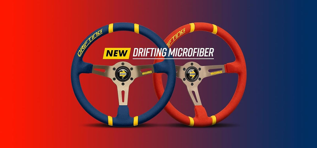 MOMO Drifting Microfiber Steering Wheel 350mm – Blue Microfiber/Anthracite Spokes