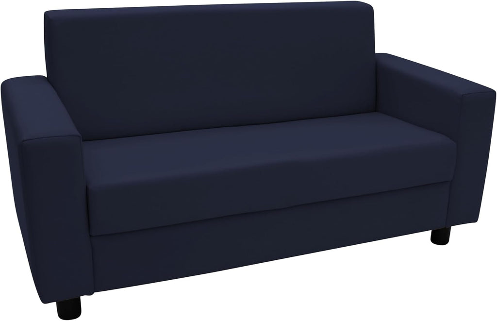 Factory Direct Partners SoftScape Inspired Playtime Classic Reading Sofa, Children's Commercial-Grade Upholstered Furniture for Home, Daycare, Preschool, Library Comfy Modern Design - Navy, 14473-NV