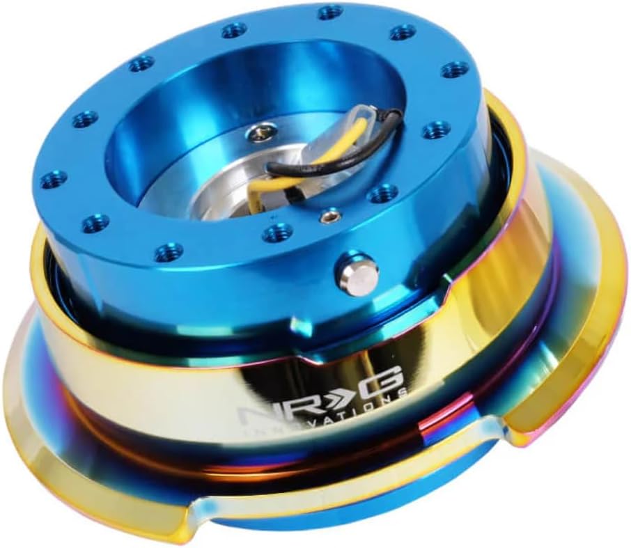 NRG Innovations NRG-SRK-280BL-MC GEN 2.8 Steering Wheel Quick Release Adapter, 6-Hole & 6x70 and 6x74mm Bolt Patterns Blue Body/Neo Chrome Ring