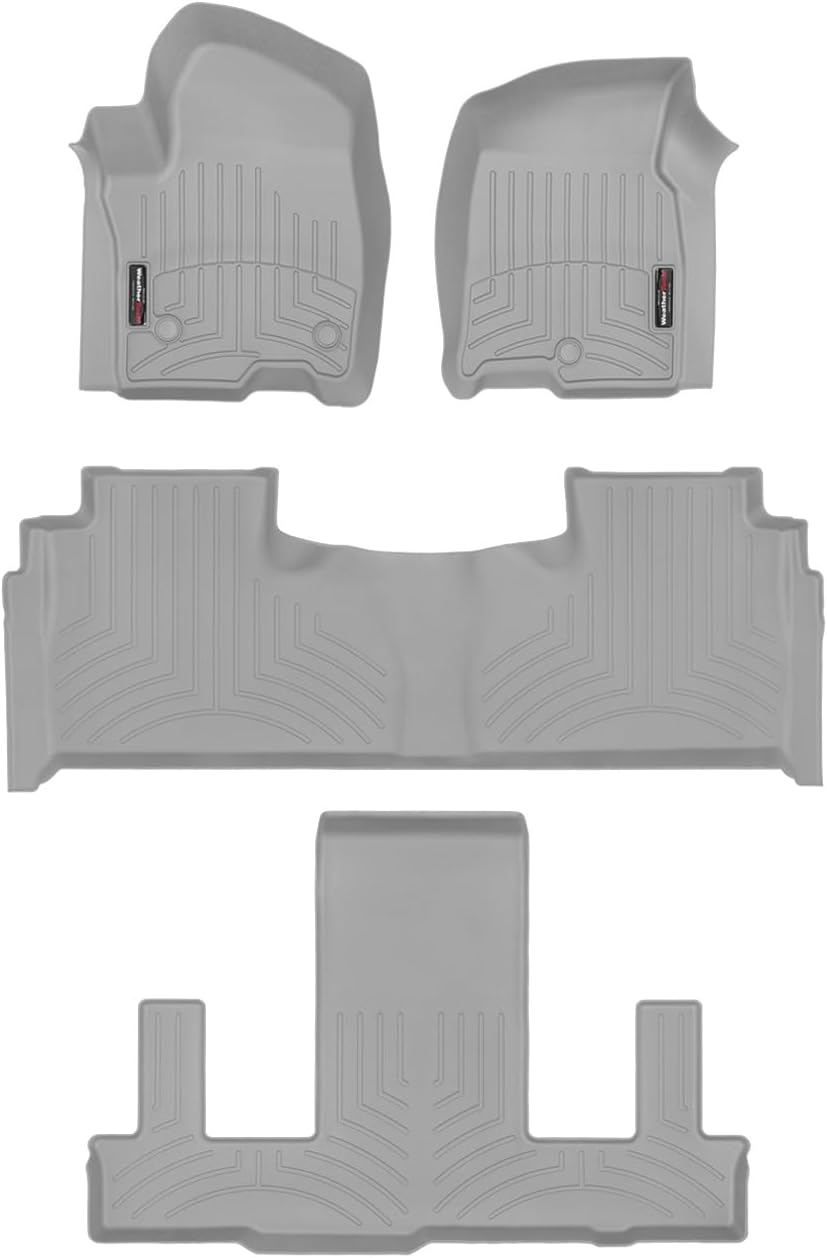 WeatherTech Custom Fit FloorLiners for Cadillac Escalade, Escalade-V, Tahoe - Full Set (461632-1-2-3), Grey