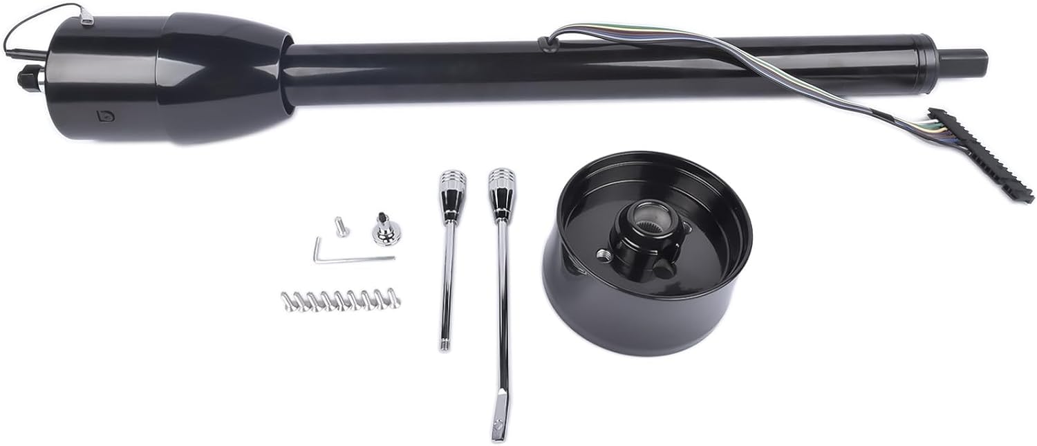 30'' Manual Tilt Steering Column w/ 9 Hole Wheel Adapter No Key Black Without Ignition Switch Stainless Steel