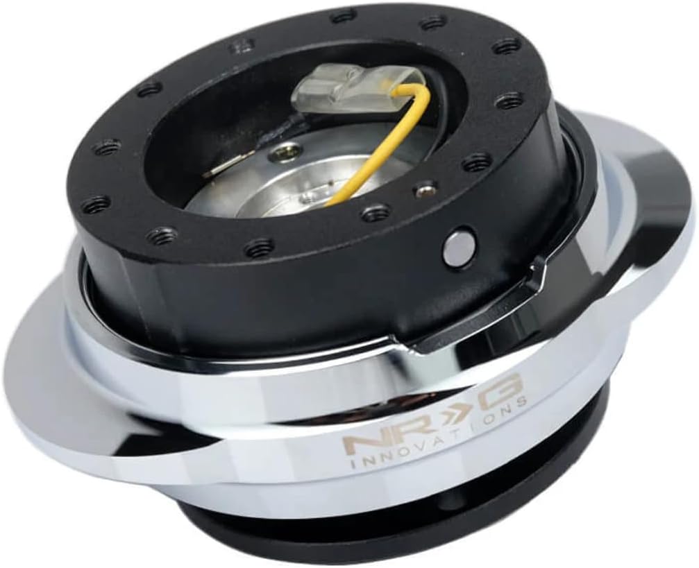 NRG Innovations NRG-SRK-220BK-SL GEN 2.2 Steering Wheel Quick Release Adapter 6-Hole & 6x70 and 6x74mm Bolt Patterns Black Body/Shinny Silver Oval Ring