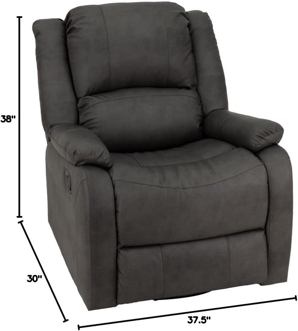 RecPro Charles Collection | 30' Swivel Glider RV Recliner | RV Living Room (Slideout) Chair | RV Furniture | Glider Chair (Gunmetal, 1-Pack)