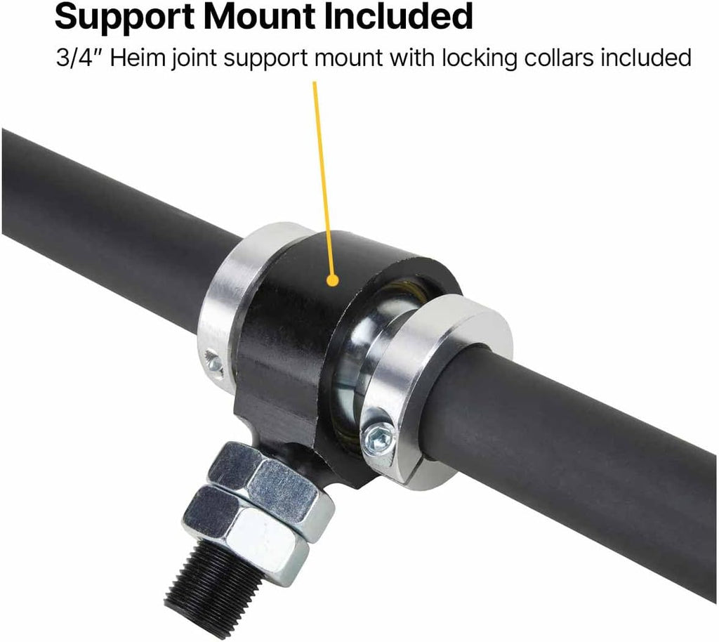 Collapsible Steering Column Adjustable 22.5 to 32 Inches with 3/4-20 Splined Output, Quick Release 3-Bolt Wheel Hub, Universal Heim Support Mount, In a Black Finish
