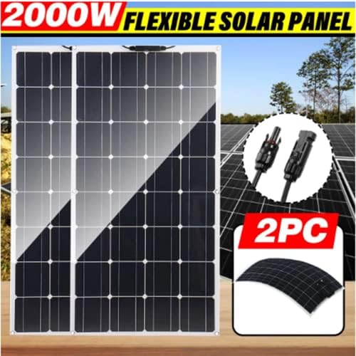 Portable 2000W Solar Panel 18V Monocrystalline High Efficiency, Flexible & Waterproof for Emergency Outdoor Charging, Rechargeable Power Supply
