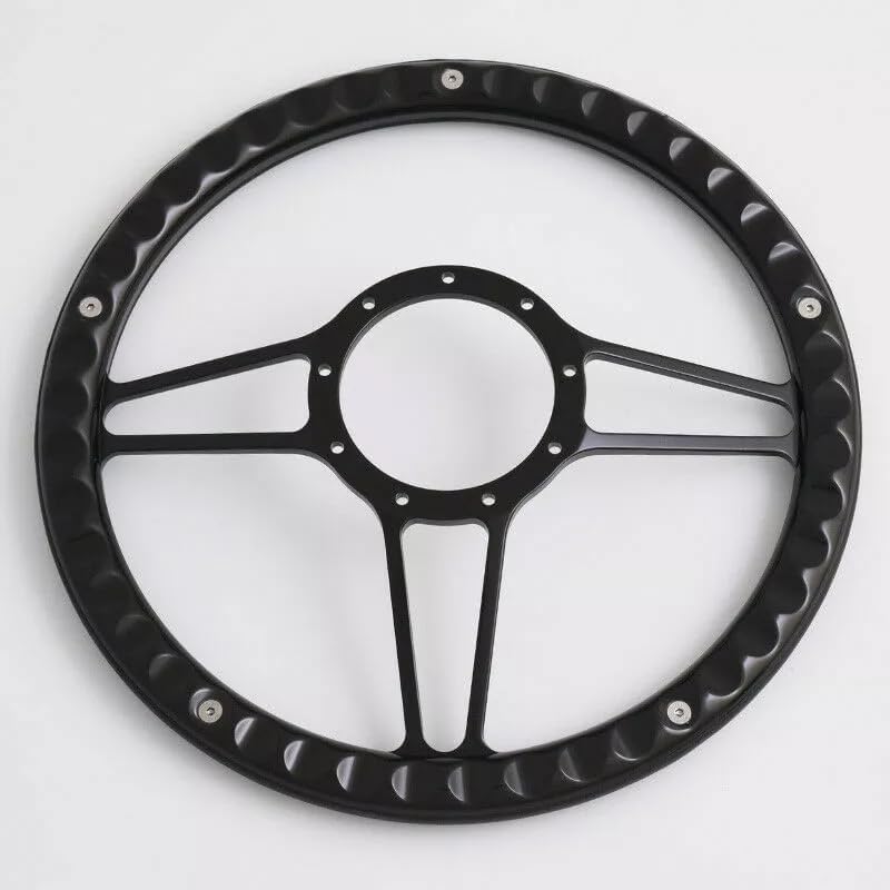 14'' Billet Half Wrap 9 Bolts Steering Wheel with 2'' Dish and Horn Button(Blue)