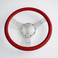 15.5'' 5-String Billet Banjo Full Wrap Steering Wheel with 9 Bolts 2'' Dish and Horn Button (Red)