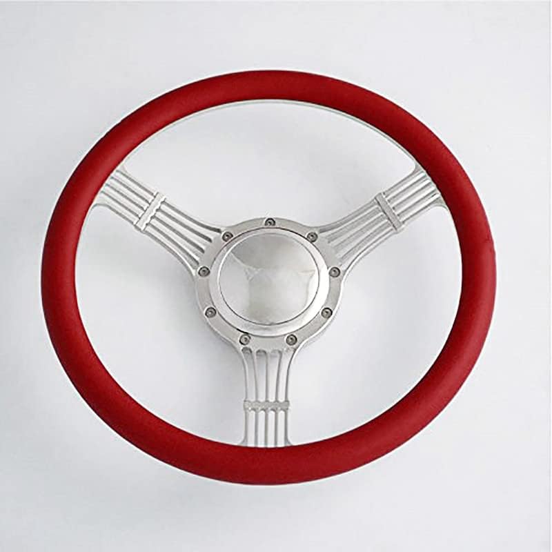 15.5'' 5-String Billet Banjo Full Wrap Steering Wheel with 9 Bolts 2'' Dish and Horn Button (Red)