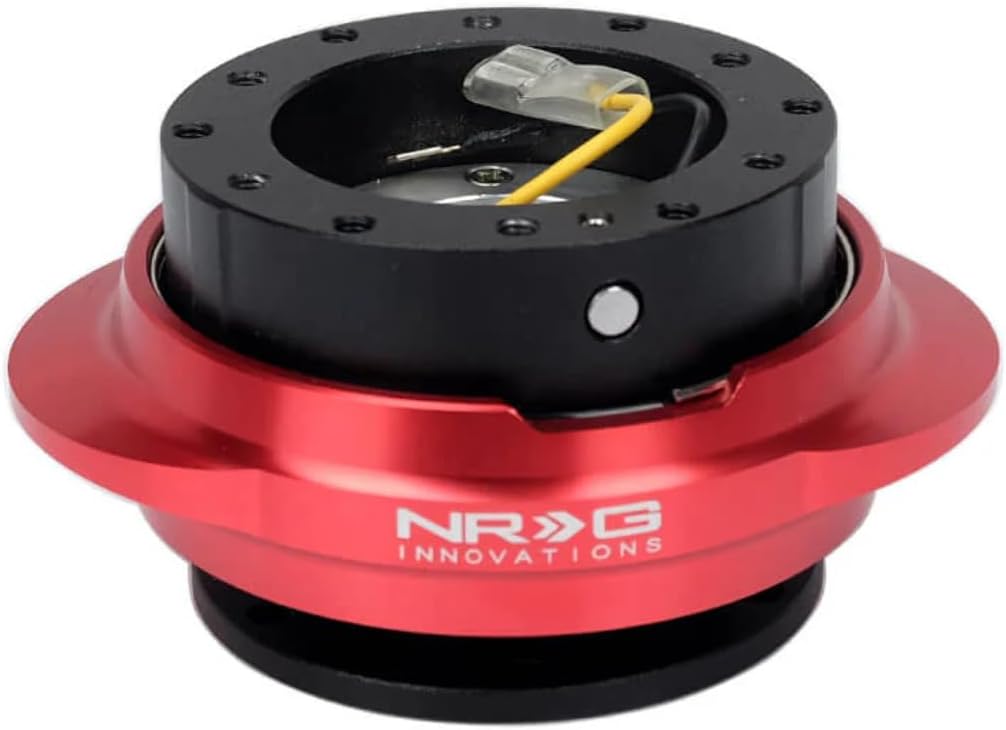 NRG Innovations NRG-SRK-220BK-RD GEN 2.2 Steering Wheel Quick Release Adapter, 6-Hole & 6x70 and 6x74mm Bolt Patterns Black Body/Shinny Red Oval Ring