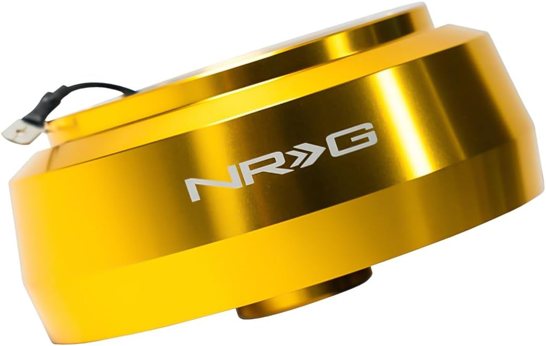 NRG Innovations Racing Style Steering Wheel Short Hub, Lockable Aluminum Steering Shaft, 6x70mm Bolt Pattern Quick Release Adapter Unit, Compatible For 96-18 Jeep, Chrome Gold, NRG-SRK-171H-CG