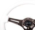 NRG Innovations NRG-ST-015BK-WT Steering Wheel - 350mm - 25mm Deep Configuration, Classic Wood Grain Wheel 3 Black Spokes - Classic White Paint Grip with Black Center