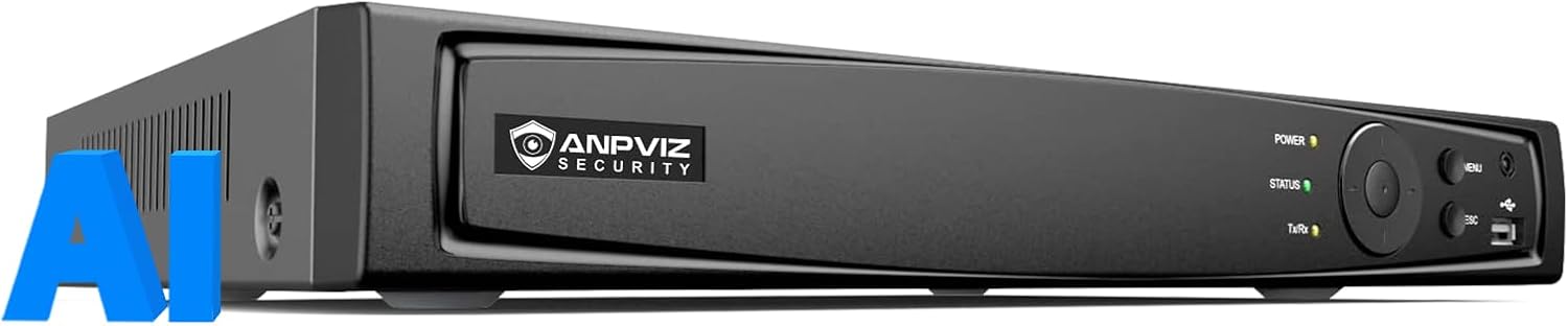 Anpviz AI 12MP 16CH POE NVR (12MP/8MP/6MP/5MP/4MP) Smart AI POE Network Video Recorder - Supports up to 16 x 12MP POE Cameras, 16-Channel Power Over Ethernet (Not Included HDD) NVR7616Q2-16P(H Series)