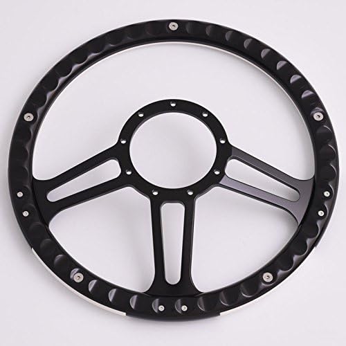 14'' Billet Half Wrap 9 Bolts Steering Wheel with 2'' Dish and Horn Button(White)