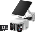Baseus X1 Pro Dual-Tracking Solar Security Camera Outdoor Wireless, Supports up to 512GB, Dual 3K AI Cameras, 300° Pan, Color Night Vision, 8× Zoom, IP65, No Subscription with 32GB Card
