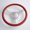 14'' Billet Banjo Full Wrap 9 Bolts Steering Wheel with 2'' Dish and Horn Button(Burgundy)