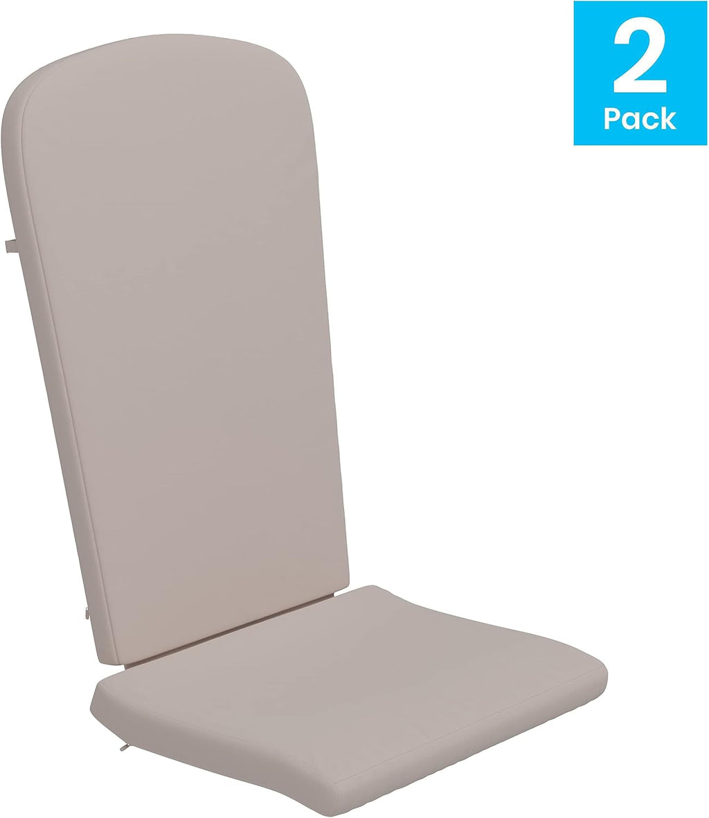 Flash Furniture Charlestown Set of 2 Adirondack Chair Cushions - Cream Fabric Cushions - 2' Thick Padding - Indoor/Outdoor - Patio Chair Replacement Cushions