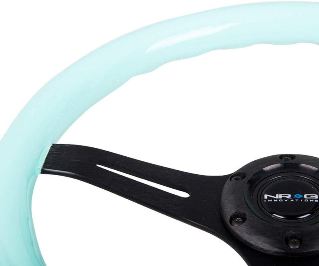 NRG Innovations NRG-ST-015BK-MF Classic Wood Grain Steering Wheel, 350mm 25mm Depp, 3 Black Spokes-Minty Fresh Color, Mahogany