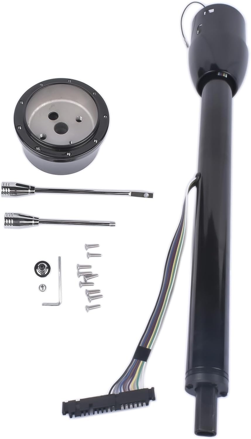 30'' Manual Tilt Steering Column w/ 9 Hole Wheel Adapter No Key Black Without Ignition Switch Stainless Steel