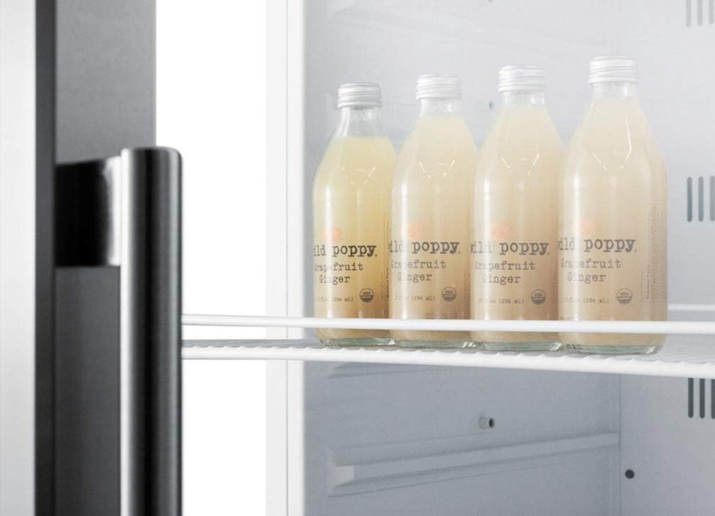 Summit 24' Full Size Beverage Cooler Refrigerator with Glass Door | Commercial Display Fridge for Wine Soda | 12.6 Cu Ft, (6) Adjustable Wire Shelves, 24'W x 24'D x 69.8'H, Stainless Steel, White, NSF