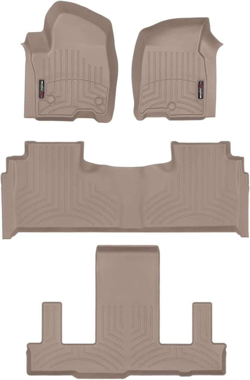 WeatherTech Custom Fit FloorLiners for Cadillac Escalade, Escalade-V, Tahoe - Full Set (451632-1-2-3), Tan