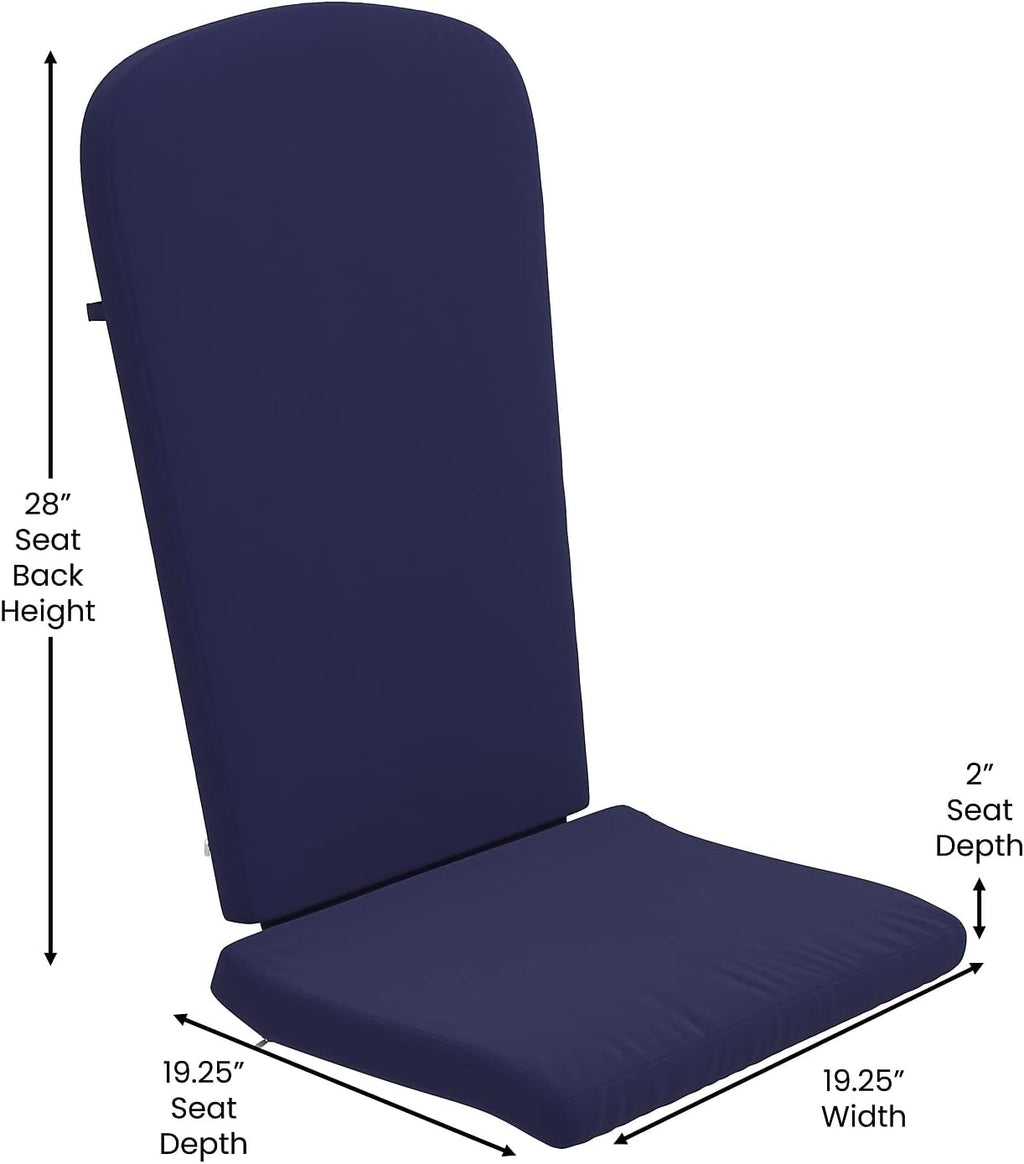 Flash Furniture Charlestown Set of 2 Adirondack Chair Cushions - Blue Fabric Cushions - 2' Thick Padding - Indoor/Outdoor - Patio Chair Replacement Cushions