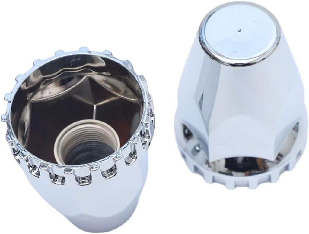 ABS Plastic Chromed Hubcaps Front and Rear Wheel Axle Cover Set with 33mm Thread-On Lug Nut Covers for Semi Trucks (Dome)