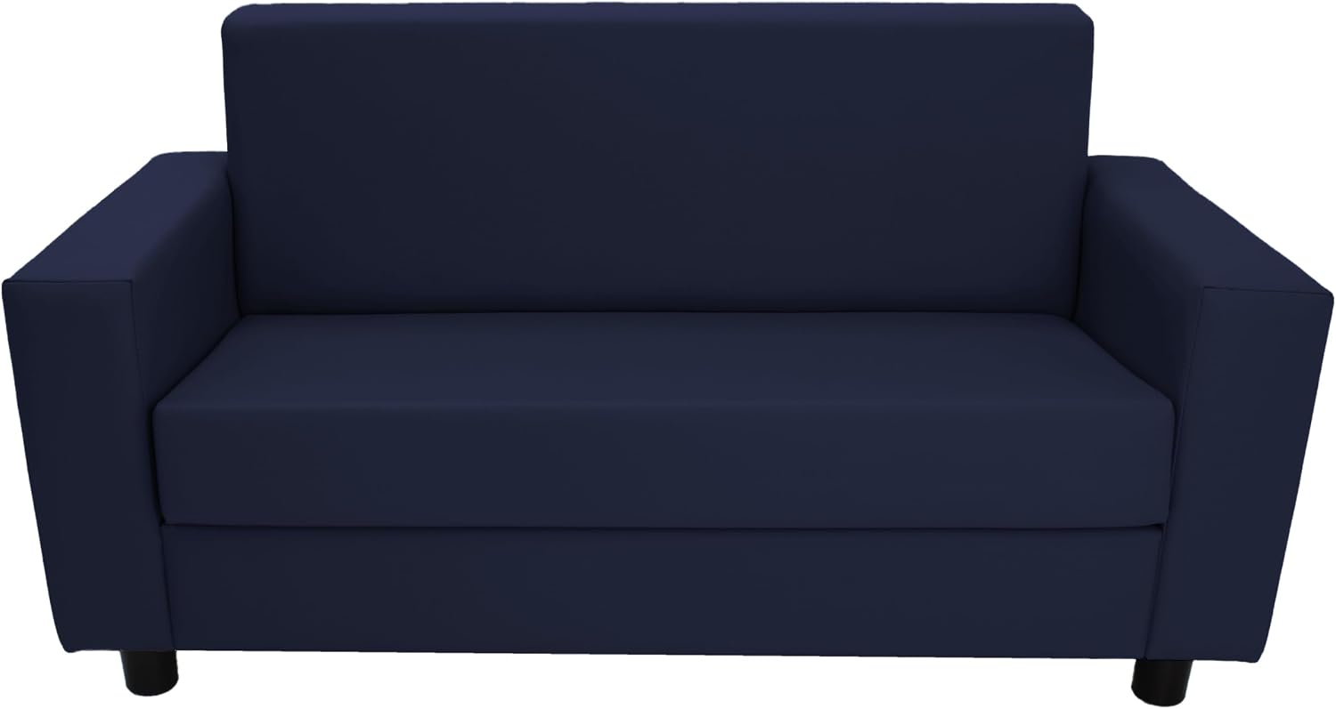 Factory Direct Partners SoftScape Inspired Playtime Classic Reading Sofa, Children's Commercial-Grade Upholstered Furniture for Home, Daycare, Preschool, Library Comfy Modern Design - Navy, 14473-NV