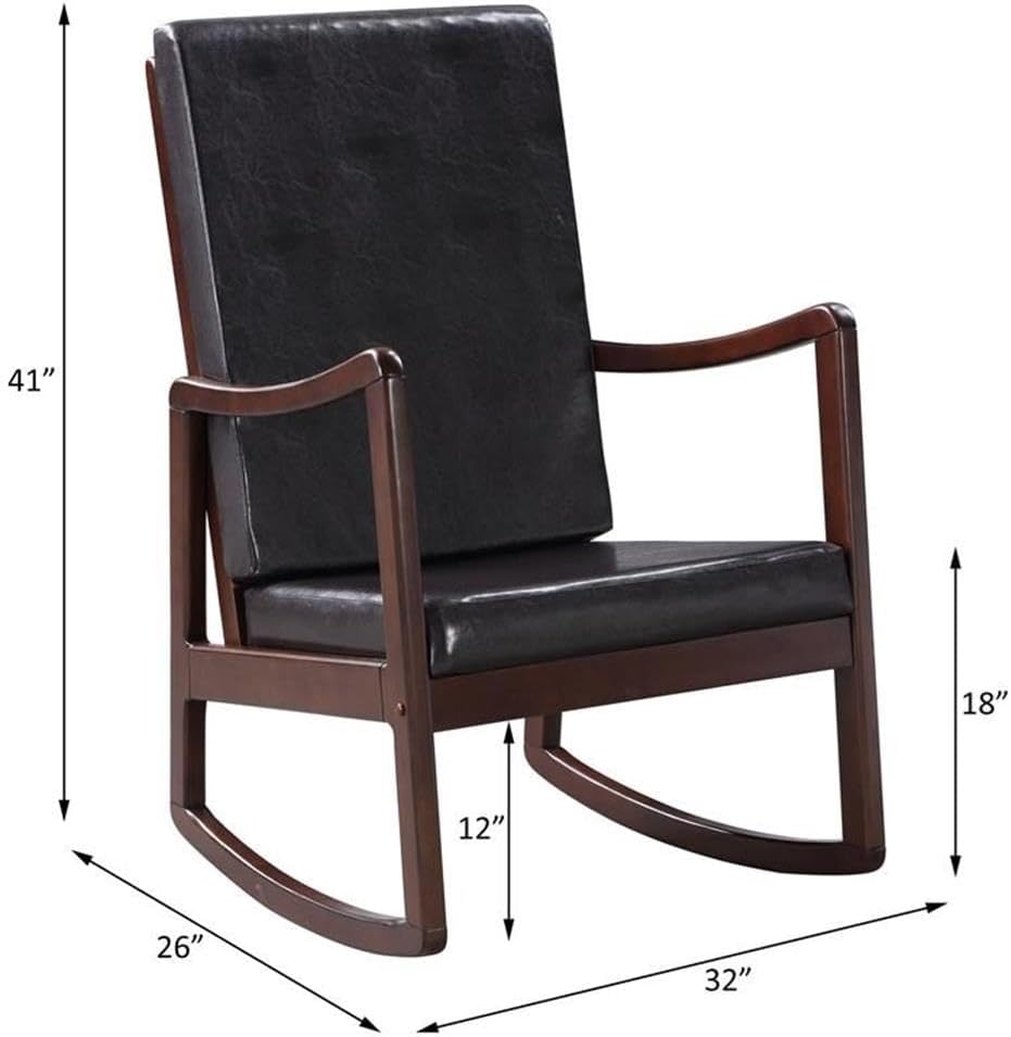 Acme Raina Faux Leather Upholstered Rocking Chair in Dark Brown and Espresso