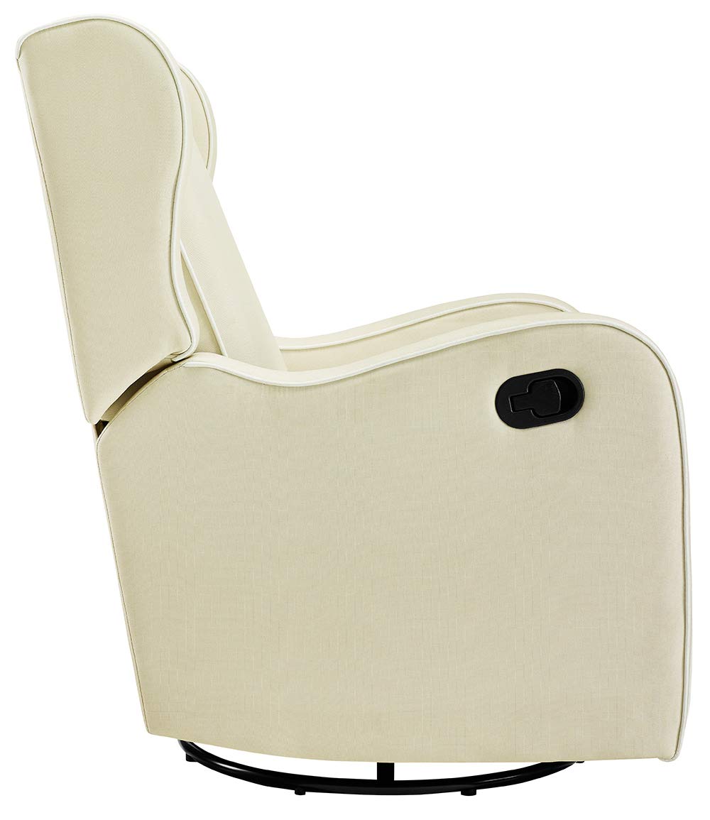 Angel Line Rebecca Upholstered Swivel Gliding Recliner,Metal, Beige/White