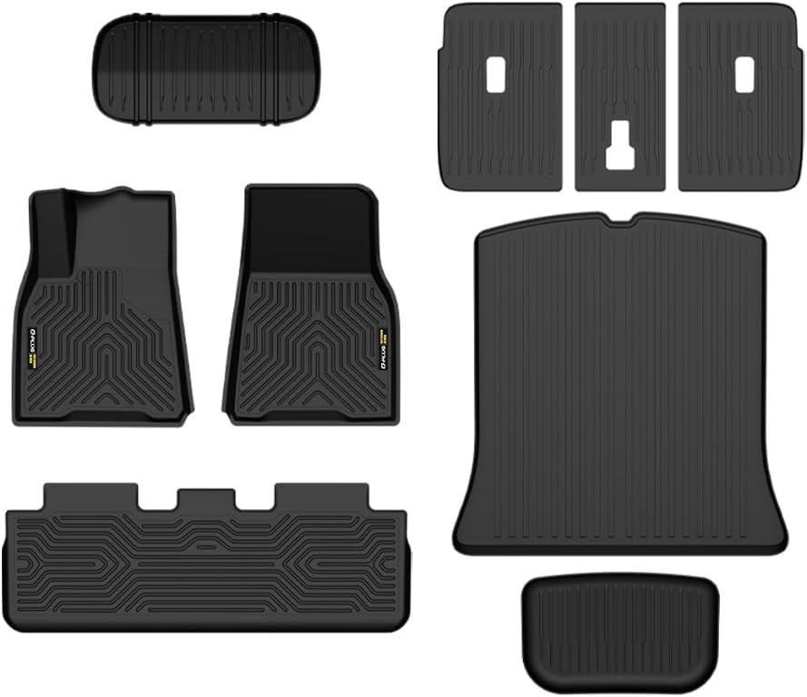 TPE Floor Mats Fit Tesla Model Y Juniper 2024-2025 Truck Accessories Cargo Liners All Weather Protection 9PCS Black Alfombras para Carro
