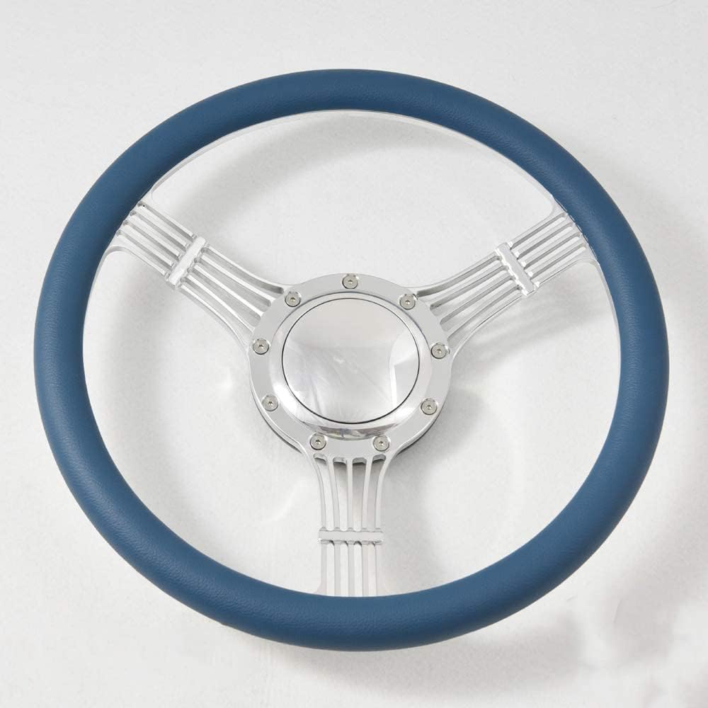 15.5' Billet Steering Wheel Full Wrap with Horn Button-Blue
