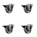 Semi Steel Cast Iron Swivel Bolt Hole Caster Set of 4 w/3' x 1.25' Silver Wheels - Includes 4 Swivel with Posi Lock Brakes - 1200 lbs Total Capacity - Service Caster Brand