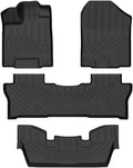 for Honda Pilot 2016-2022 All-Weather TPE Floor Mats with Cargo Liner and Backrest Mat Behind 3rd Row Heavy Duty Set(Black)