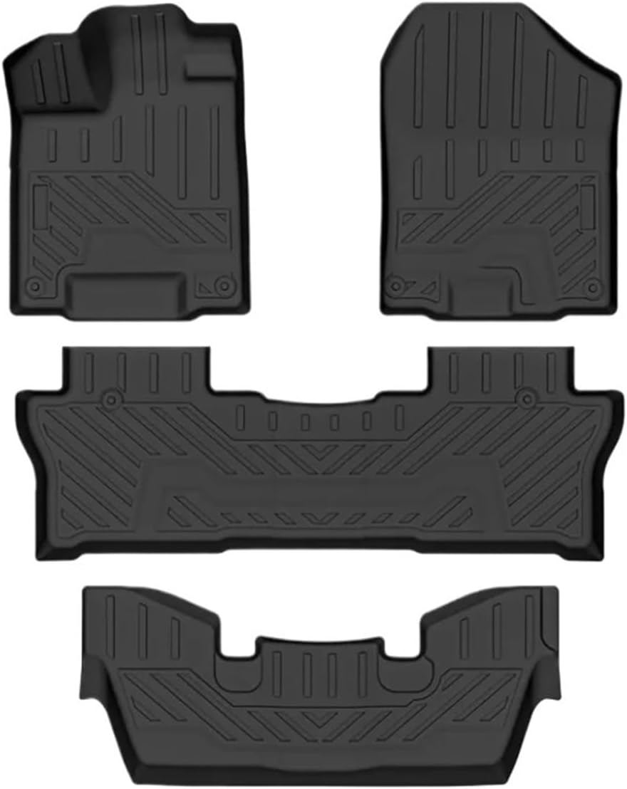 for Honda Pilot 2016-2022 All-Weather TPE Floor Mats with Cargo Liner and Backrest Mat Behind 3rd Row Heavy Duty Set(Black)