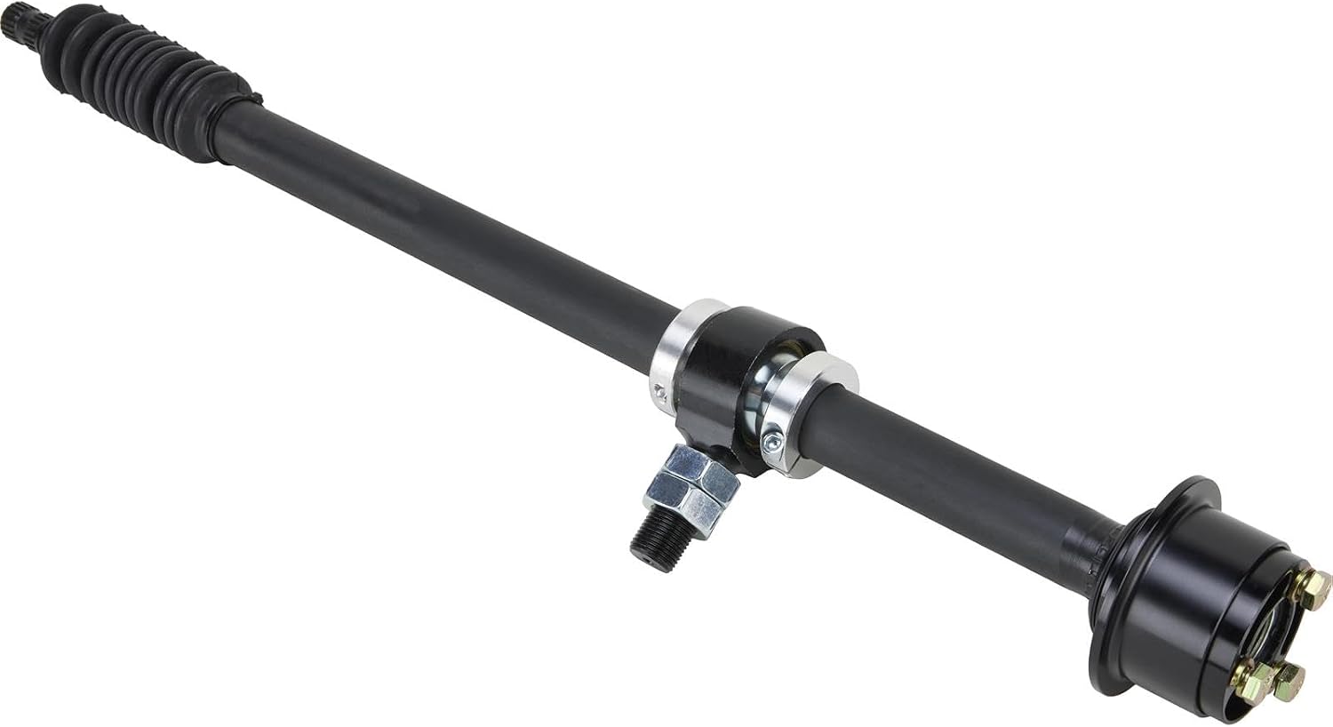 Collapsible Steering Column Adjustable 22.5 to 32 Inches with 3/4-20 Splined Output, Quick Release 3-Bolt Wheel Hub, Universal Heim Support Mount, In a Black Finish