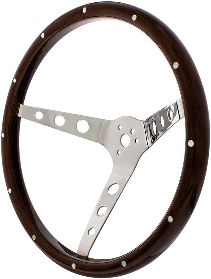 United Pacific 110794 Steering Wheel, 15', Woodgrain, for 3-Bolt Hubs