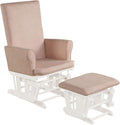 Costzon Baby Glider and Ottoman Cushion Set, Wood Baby Rocker Nursery Furniture for Napping, Nursing, Reading, Upholstered Hoop Glider & Ottoman Comfort Nursery Chair w/Padded Armrests (Pink)