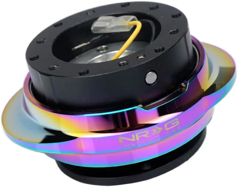 NRG Innovations NRG-SRK-220BK-MC GEN 2.2 Steering Wheel Quick Release Adapter, 6-Hole & 6x70 and 6x74mm Bolt Patterns Black Body/Shinny Multicolor Oval Ring