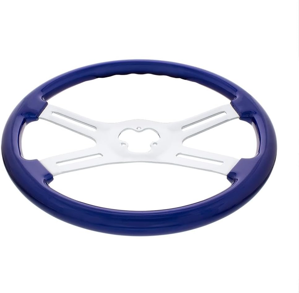 18' Indigo Blue 4 Spoke Steering Wheel compatible with Kenworth, compatible with Peterbilt, compatible with Freightliner, Replacement Part