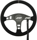 PRP Seats Flat Suede Heated Steering Wheel - 13' Dia with Flat Dish, 6-Bolt Pattern, 12V Integrated Heaters, Matte Black Aluminum - for Off-Road Builds, UTV, Buggy (Black)
